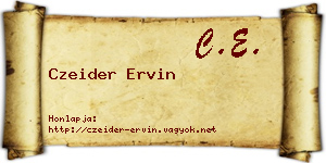 Czeider Ervin névjegykártya